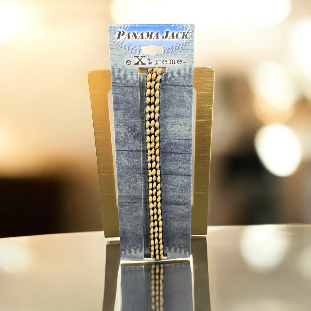 Panama Jack Mens Wooden Bead Bracelet Surfer Coastal Beach Adjustable Boho Stack